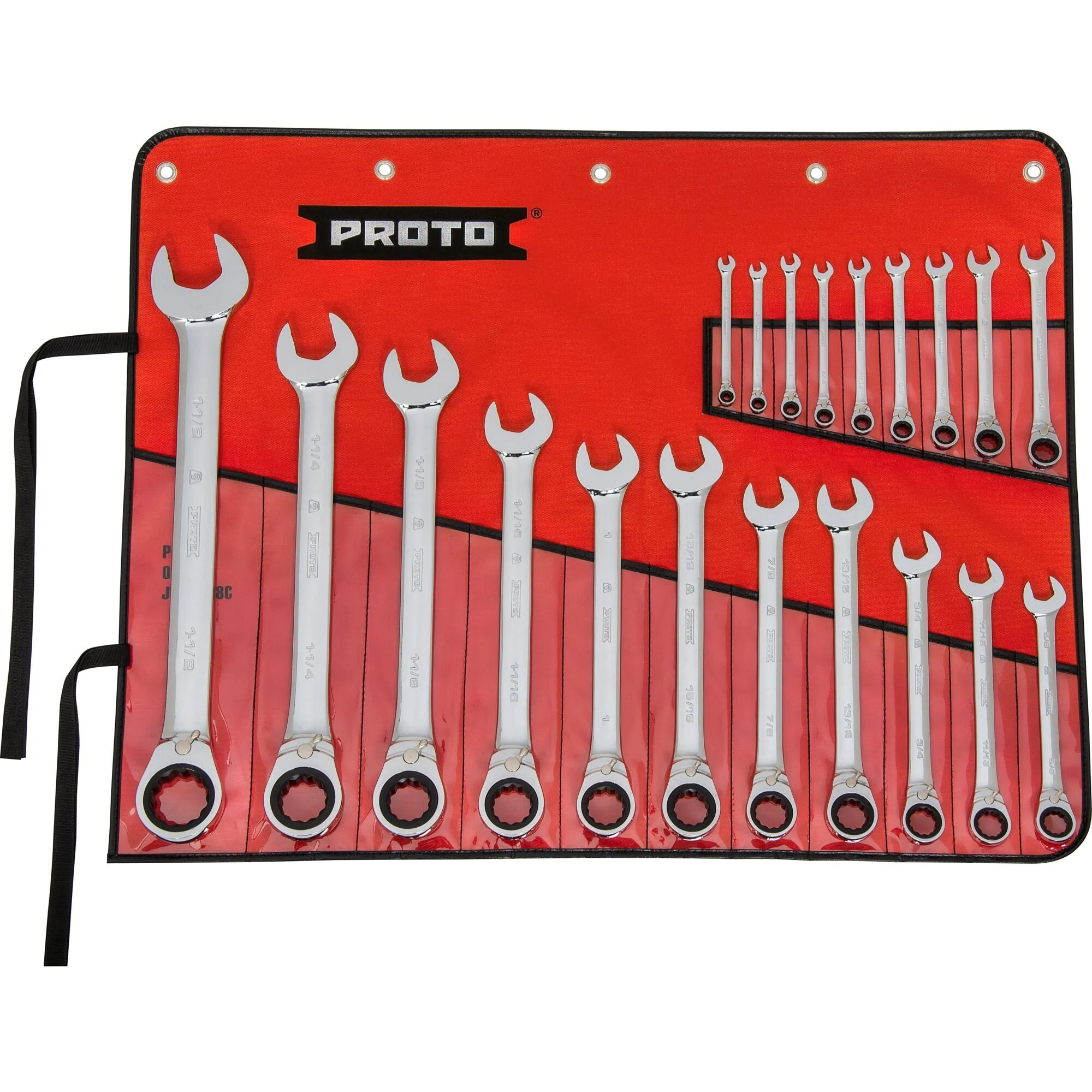 20 Pc Full Polish Combination Reversible Ratcheting Wrench Set