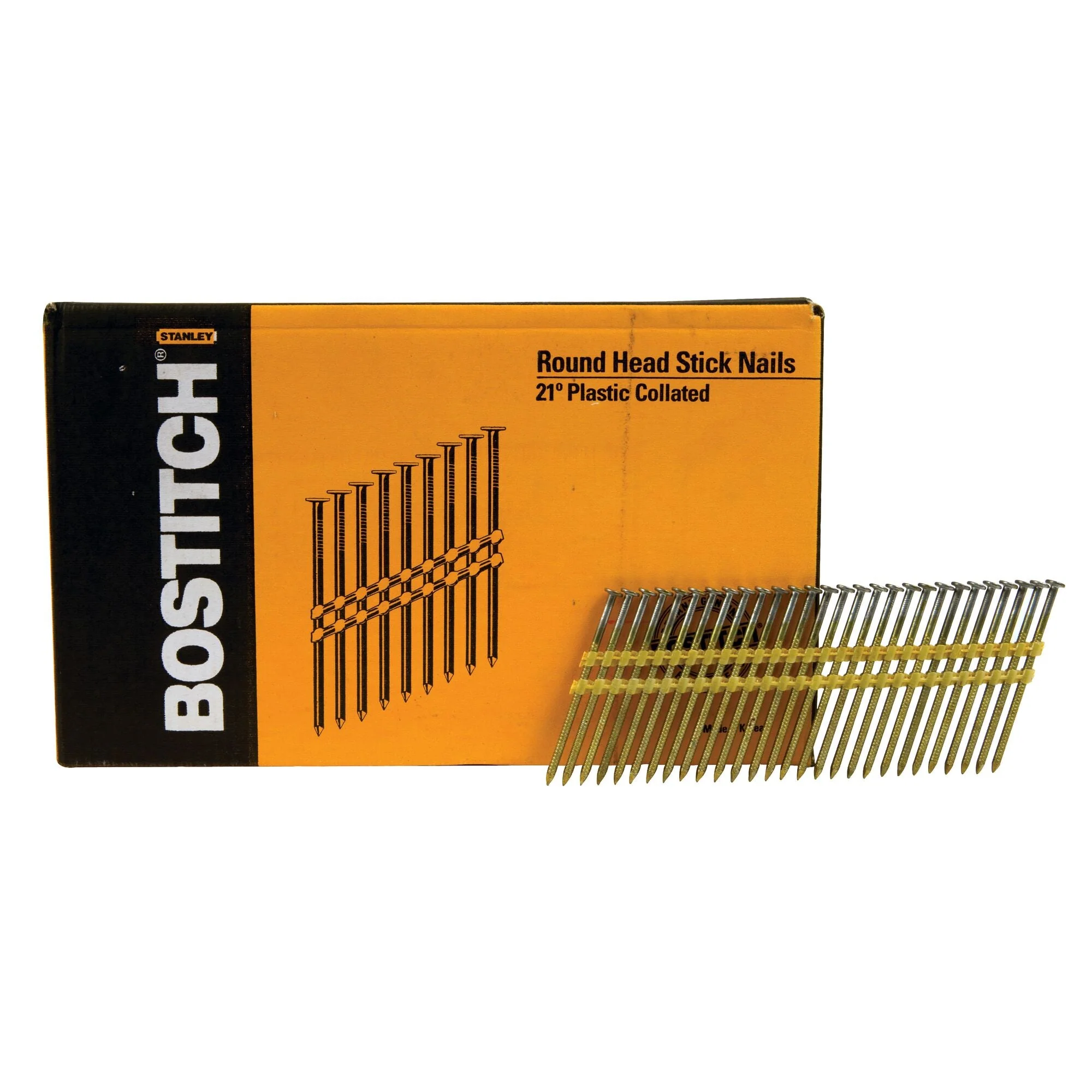 BOSTITCH 4,000-Qty. 3" X .120 Ring Shank 21 Degree Plastic Collated Stick Framing Nails