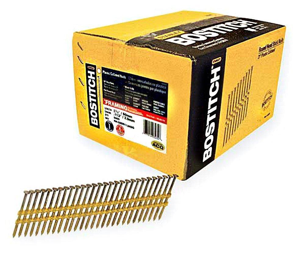 5,000-Qty. 2-3/8" X .113 Ring Shank 21 Degree Plastic Collated Stick Framing Nails